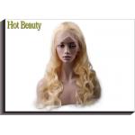 Blonde Human Hair Full Lace Wigs , Color 613# 18 inch Hair Extensions for sale