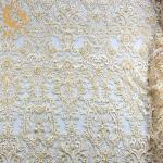 French Soft Handmade Lace Fabric Beaded Embroidery Water Soluble 80% Nylon for sale
