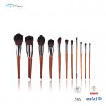 Aluminium Ferrule 11PCS Wooden Handle Makeup Brushes Soft Nylon Hair for sale