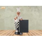 Happy Fat Polyresin Chef Holding Wooden Chalkboard Resin Chef Statue Figure Decor for sale