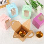 Portable Window Paper Cup Cake Packaging Box Muffin Box Dessert Box