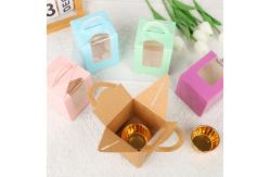 China Portable Window Paper Cup Cake Packaging Box Muffin Box Dessert Box supplier