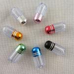 Colorful Plastic Pill Bottles Metal Cap Capsule Container Engraving Craft ABS Material for sale