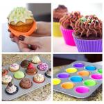 Home Made DIY Silicone Cupcake Molds Round Reusable For Muffin Baking for sale