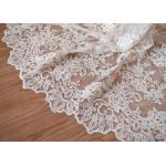 Retro Embroidery Ivory Bridal Lace Fabric / Stretch Tulle Fabric For Wedding Dresses for sale
