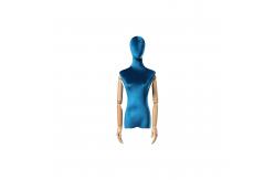 China Velvet Female Half Body Mannequin Stand With Wooden Arms 37cm Shoulder supplier