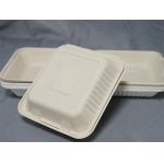 White Hinged Bagasse Takeaway Boxes 431x199x38mm for sale