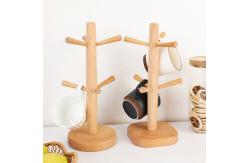 China Wooden Bulk Kitchen Supplies Coffee Mug Rack Countertop Tree With 6 Hooks supplier