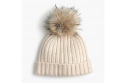 China Warm Knitted Womens Winter Hats Pom Pom , Elastic Beanie With Fur Pom Pom supplier