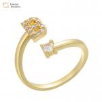 Open Adjustable 18k Gold Plated Diamond Letter Rings Zircon A-Z Alphabet Statement