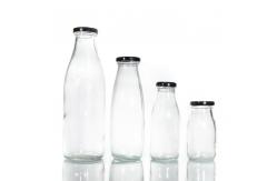 China Recyclable Glass Milk Jug Bottle 500ml With Straw Hole Aluminum Lid supplier