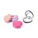 Debossing Heart Cosmetic Pocket Mirror ABS Foldable Makeup Mirror For Travel for sale
