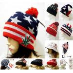 Flag Girls Pom Pom Beanie Hat Slouchy Knitted Ski Cap Kepp Warm For Winter Season for sale