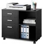 3 Drawer Metal Mobile Lateral Printer Stand Filing Cabinet With Open Storage Shelves for sale