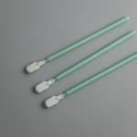 Cleanroom Paddle Head Green Rigid Handle Polyester Swabs With 102mm Length for sale