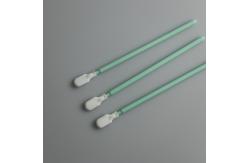 China Cleanroom Paddle Head Green Rigid Handle Polyester Swabs With 102mm Length supplier