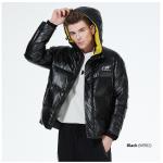 Material Oil Repellent Down Coat Black Windproof Jacket 46-54 Size