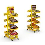 Double Sided Candy Stand Display Metal Wire Display Racks With Adjustable Trays for sale