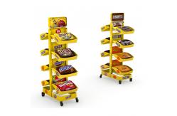 China Double Sided Candy Stand Display Metal Wire Display Racks With Adjustable Trays supplier