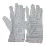 White Stripe PU Fabric ESD Anti Static Gloves Lint Free For Industrial Cleanroom for sale