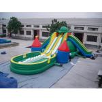 green inflatable big turtle slide and pool water park games for sale