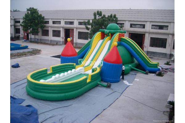 green inflatable big turtle slide and pool water park games