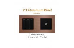 China Traditional 1 / 2 / 3 Gang Wall Switch Panel Aliminum Rocker Light Switch supplier