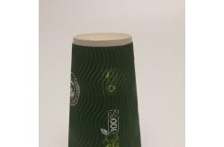 China Vertical Ripple Double Wall Paper Cup Personalized Green Recyclable For Coffee supplier