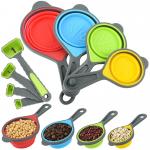 BAP Free Collapsible Silicone Soft Measuring Cups  Measuring Spoons Silicone Kitchen Utensil Tools Travel Measuring Cup for sale