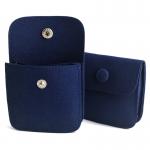 Snap Button Custom Packaging Solutions Ring Earing Storage Pouch Packaging Blue Microfiber for sale