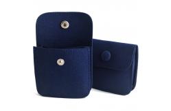 China Snap Button Custom Packaging Solutions Ring Earing Storage Pouch Packaging Blue Microfiber supplier