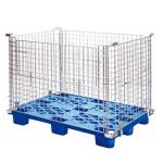 China Folding Metal Steel Warehouse Wire Mesh Storage Cage with Pallet manufacturer