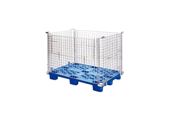 Folding Metal Steel Warehouse Wire Mesh Storage Cage with Pallet