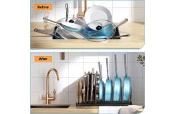 China Black Metal Adjustable Pot And Pan Organizer Rack For Cabinet supplier