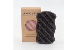 China Wave Shaped Bamboo Charcoal Black Konjac Sponge For Sensitive Skin supplier
