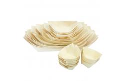 China Portable Wood Biodegradable Disposable Tableware Plates Boat Shape supplier