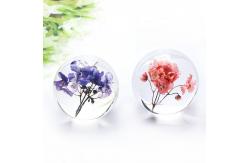 China Artificial Transparent Paperweight , Clear Epoxy Resin Ball With Real Dry Flower Inside supplier