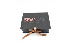 China Customized Black Collapsible Gift Box With Ribbon supplier