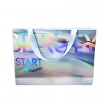 boutique Custom Printed Paper Bags Holographic Shopping Bag With Ribbon Handle for sale