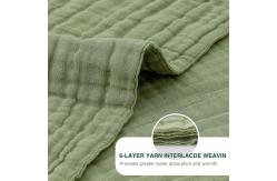 China Breathable Layered Gauze Blanket Olive Green With Bohemian Style supplier
