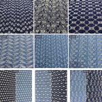 Blue Embroidery Pattern Knit Jean Denim Fabric 54.5 Stretch Denim Material