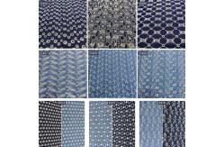 China Blue Embroidery Pattern Knit Jean Denim Fabric 54.5 Stretch Denim Material supplier