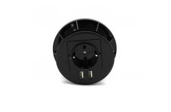 China Desktop USB Round Embedded Power Socket Safety Intelligence German Fire Furniture supplier