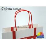Personalized Recyclable White Custom Paper Shopping Bags With Red Rope Handle​