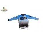 Blue Long Sleeves Printed Cycling Jerseys Custom Mens Bib Shorts Sublimation Printing for sale