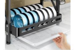 China Foldable Multi Layer Kitchen Shelf Floor Standing Dish Storage Rack supplier