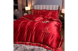 China Luxury Embroidered Washing Silk Bedding Set with Polyester Material and Customized Logo supplier