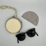 Portable Removable Strap Fashionable Sport Skin-Friendly Synthetic Leather Circle Folding  Sunglasses Case for sale