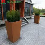 Customized Garden Rectangular Metal Flower Pot Corten Steel Planter Pots for sale