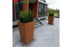 China Customized Garden Rectangular Metal Flower Pot Corten Steel Planter Pots supplier